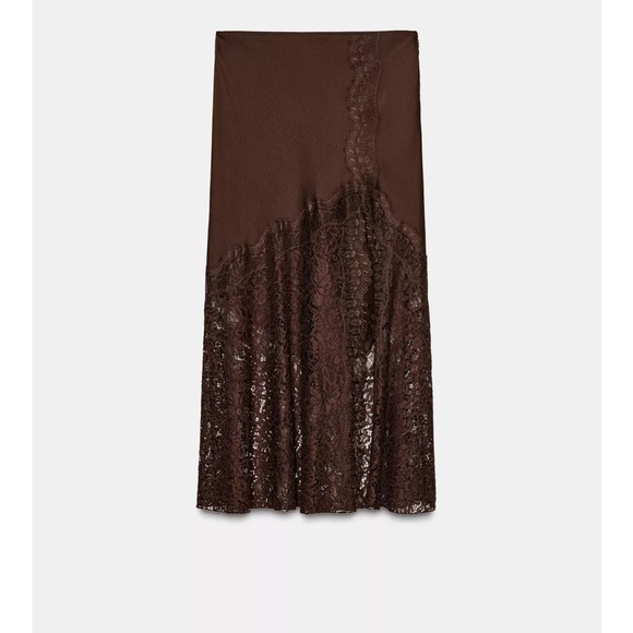 🔥LAST ONE LEFT! 🔥 ZARA NWT STUNNING Satin Effect Lace Skirt ZW Collection VIRAL - Picture 13 of 15